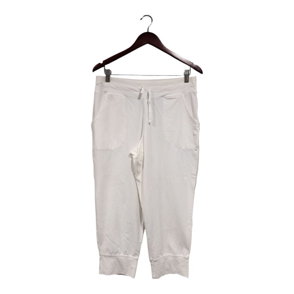 Coolibar Weekend Crop Jogger Pants Stretch Pockets UPF 50 White Sun Protection M